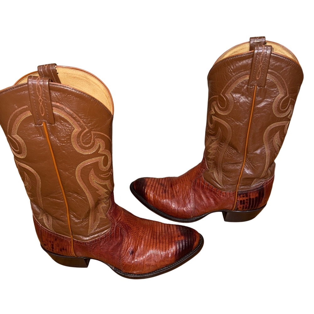 Rare Tony Lama (VINTAGE 1998) Mens Brown Teju Lizard Western Boots Size 10.5 EE